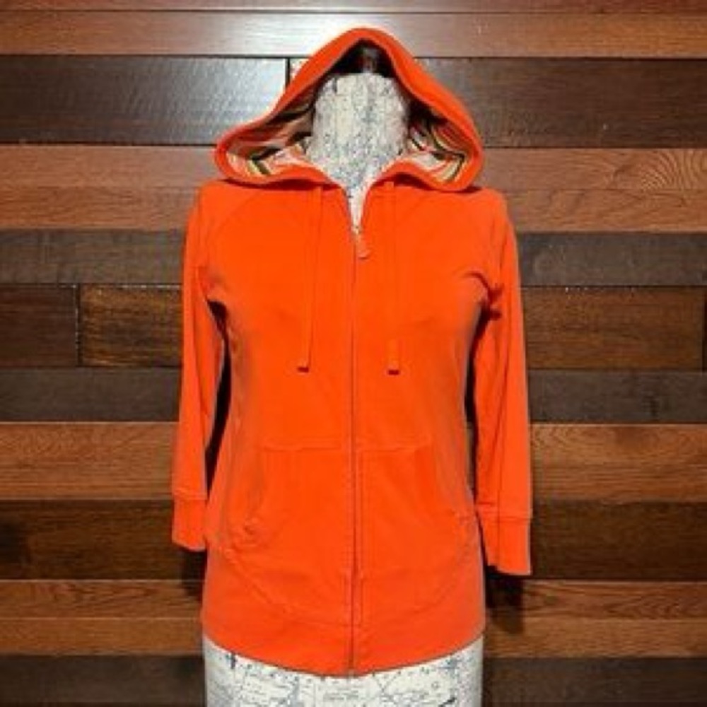 Alo Ypga orange tangerine zip up workout hoodie jacket hooded M